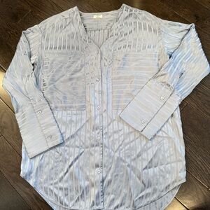 Wilfred Silk Blend Blue Striped Button Down Shirt